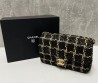 Женская твидовая сумка Chanel черная с золотым 20х12х9 2024