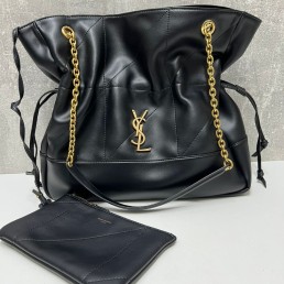 Женская кожаная сумка Saint Laurent черная 33х33х10 2024