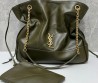 Женская кожаная сумка Saint Laurent зеленая 33х33х10 2024