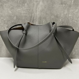 Женская кожаная сумка Polene 50-40х26х13 серая 2024