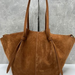 Женская замшевая сумка Polene 50-40х26х13 коричневая 2024