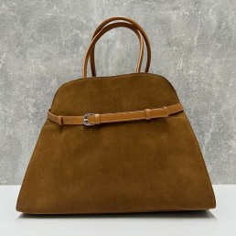 Женская замшевая сумка The Row коричневая 38х28х22 2024