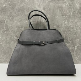 Женская замшевая сумка The Row серая 38х28х22 2024