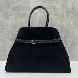 Женская замшевая сумка The Row черная 38х28х22 2024