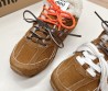 Женские замшевые кроссовки Miu Miu & New Balance коричневые на меху с разноцветными шнурками 2024