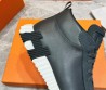 Мужские высокие кожаные кроссовки Hermes с замшевыми вставками серые 2024