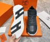 Мужские высокие кожаные кроссовки Hermes с замшевыми вставками серые 2024