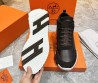 Мужские высокие кожаные кроссовки Hermes с замшевыми вставками коричневые 2024