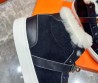 Мужские высокие замшевые кроссовки Hermes на меху синие 2024