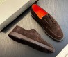 Мужские замшевые лоферы Santoni коричневые 2024