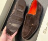 Мужские замшевые лоферы Santoni коричневые 2024