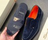 Мужские замшевые лоферы Santoni синие 2024