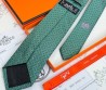 Мужской шелковый галстук Hermes зеленый с узором 150 см 2024