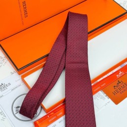 Мужской шелковый галстук Hermes бордовый с узором 150 см 2024