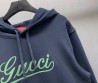 Женское худи Gucci синее с зеленой надписью 2024