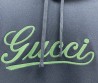 Женское худи Gucci синее с зеленой надписью 2024