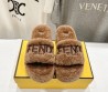 Женские меховые мюли Fendi коричневые 2024