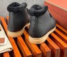 Мужские кожаные ботинки Loro Piana Walk and Walk черные с мехом 2024