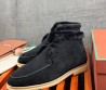 Мужские замшевые ботинки Loro Piana Walk and Walk черные с мехом 2024