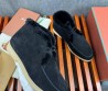 Мужские замшевые ботинки Loro Piana Walk and Walk черные с мехом 2024