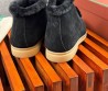Мужские замшевые ботинки Loro Piana Walk and Walk черные с мехом 2024
