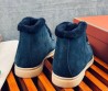Мужские замшевые ботинки Loro Piana Walk and Walk синие с мехом 2024