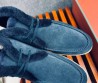 Мужские замшевые ботинки Loro Piana Walk and Walk синие с мехом 2024
