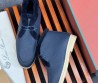 Мужские кожаные ботинки Loro Piana Walk and Walk синие с мехом 2024