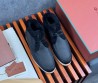 Мужские кожаные ботинки Loro Piana Walk and Walk синие с мехом 2024