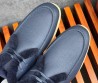 Мужские кожаные ботинки Loro Piana Walk and Walk синие с мехом 2024