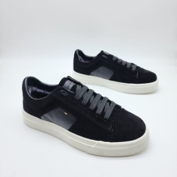 Мужские замшевые кеды Santoni черные с мехом 2024