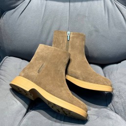 Женские замшевые ботинки с мехом Gianvito Rossi коричневые 2024