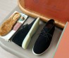 Мужские замшевые ботинки Loro Piana черные на шнурках 2024