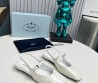 Кожаные босоножки Prada белые лакированные 2025