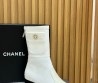 Женские комбинированные сапоги Chanel белые с черным 2025