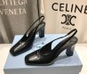 Женские кожаные туфли Prada черные на ремешках каблук 9 см 2025