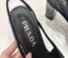 Женские кожаные туфли Prada черные на ремешках каблук 9 см 2025