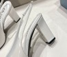 Женские кожаные туфли Prada белые на ремешках каблук 9 см 2025