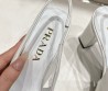 Женские кожаные туфли Prada белые на ремешках каблук 9 см 2025