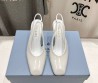 Женские кожаные туфли Prada белые на ремешках каблук 9 см 2025
