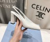 Женские кожаные туфли Prada белые на ремешках каблук 9 см 2025