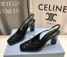 Женские кожаные туфли Prada черные лакированные на ремешках каблук 9 см 2025