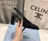 Женские кожаные туфли Prada черные лакированные на ремешках каблук 9 см 2025