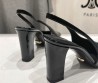 Женские кожаные туфли Prada черные лакированные на ремешках каблук 9 см 2025