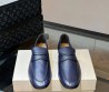 Мужские кожаные лоферы Santoni синие 2025
