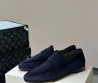 Мужские замшевые лоферы Santoni синие 2025