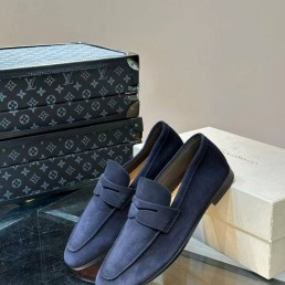 Мужские замшевые лоферы Santoni синие 2025