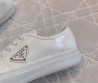 Женские кожаные кеды Prada Naplak белые лакированные 2025