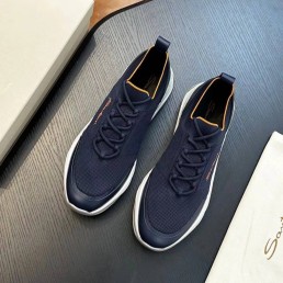 Мужские текстильные кроссовки Santoni синие 2025