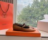 Женские кожаные балетки Hermes коричневые с ремешком 2025